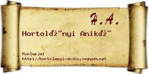 Hortolányi Anikó névjegykártya
